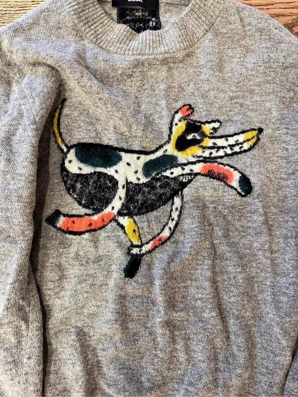 Diesel Gray Graphic Crewneck Alpaca Sweater Like New - Picture 2 of 6
